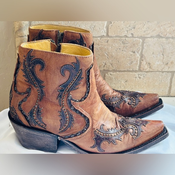 Corral Distressed Brown Leather Cowboy Boots Women’s Size 7 M Stk G1382 - Picture 2 of 12